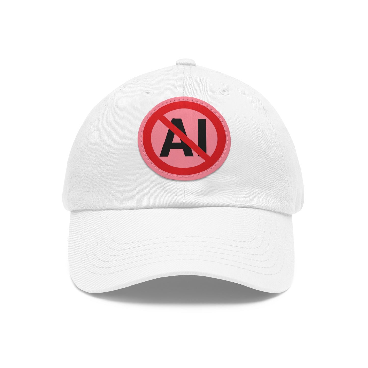 No AI Dad Hat with Leather Patch (Round)