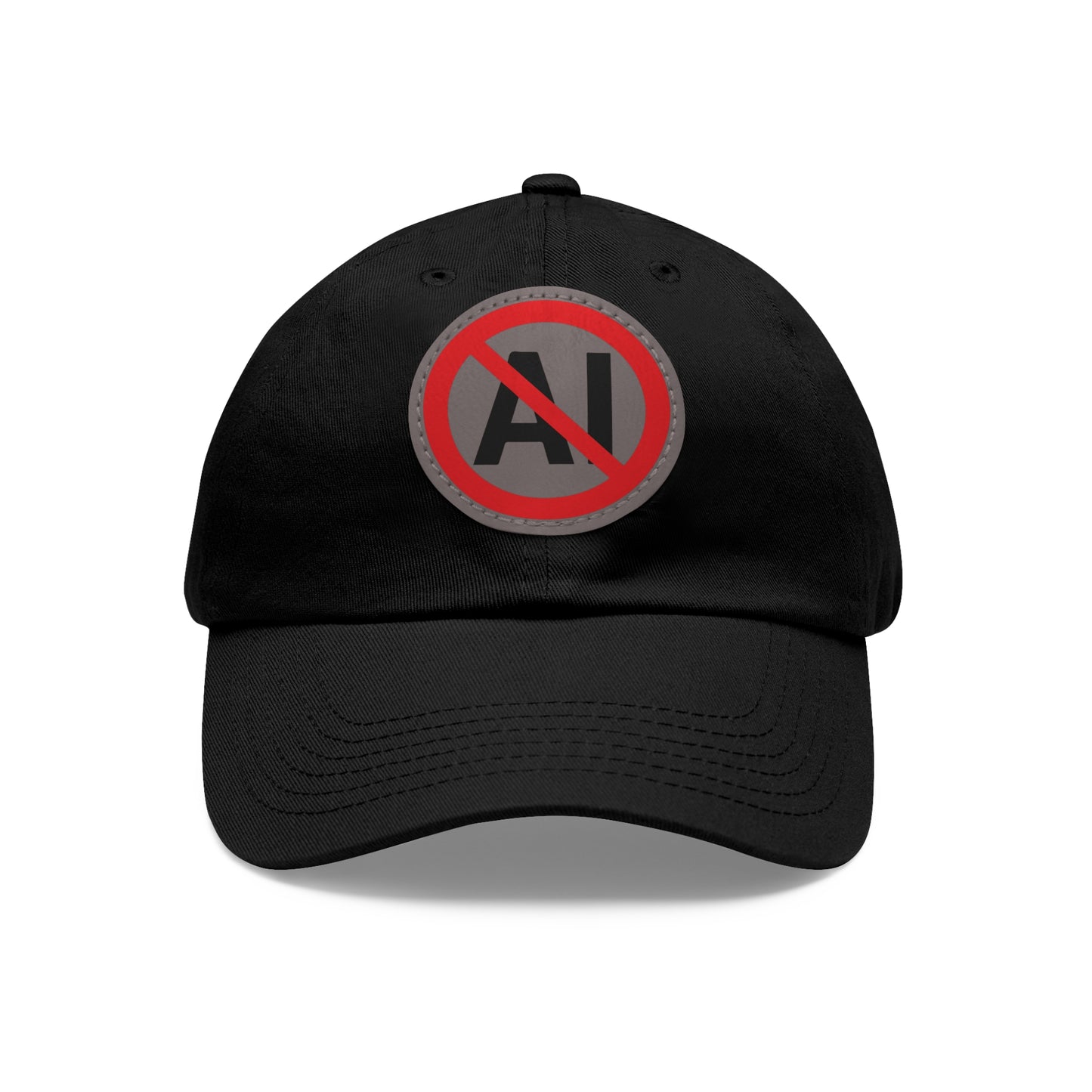 No AI Dad Hat with Leather Patch (Round)