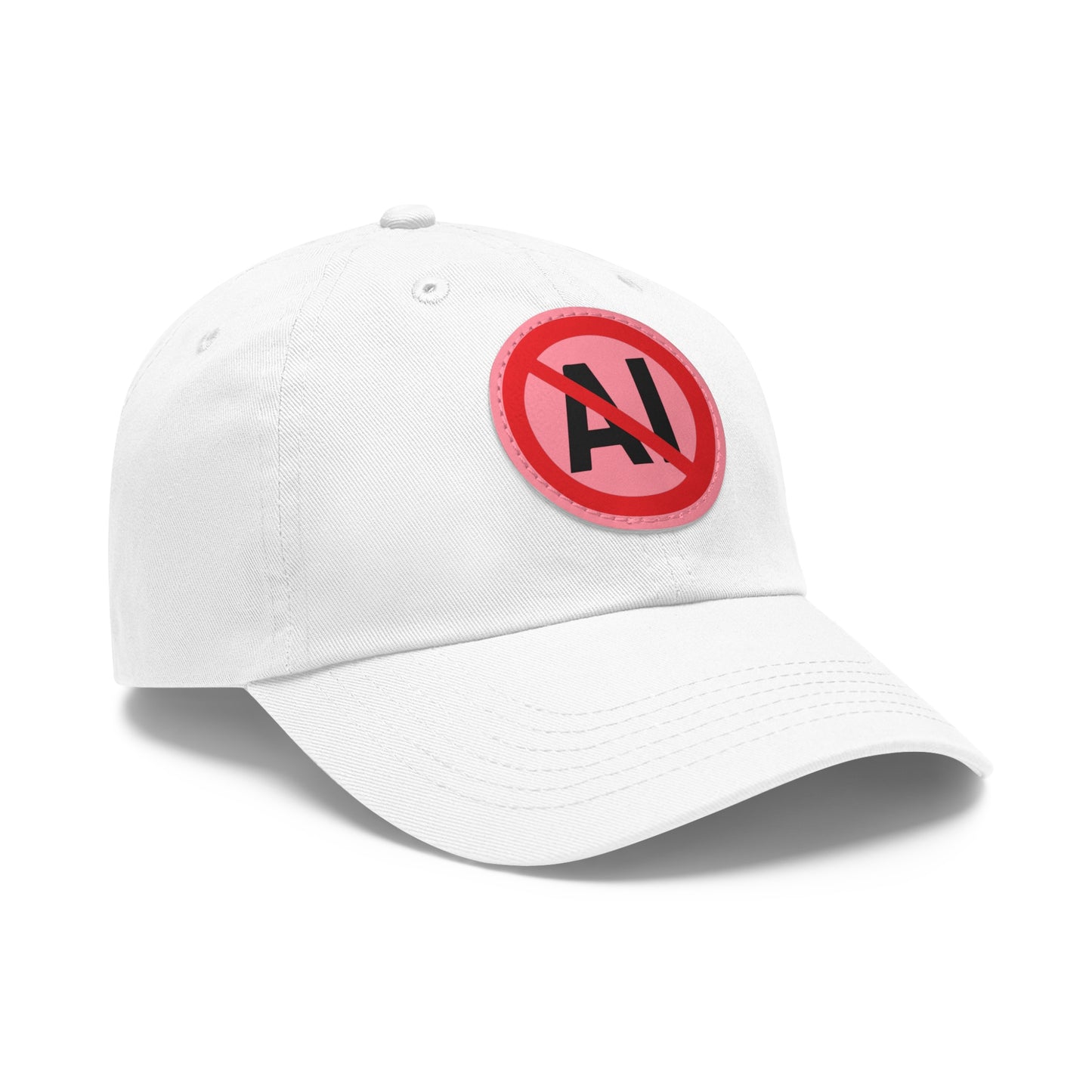 No AI Dad Hat with Leather Patch (Round)
