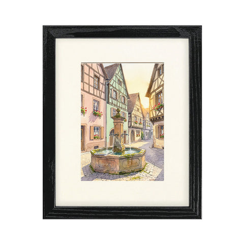 Black frame with mat and print