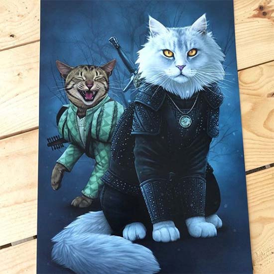 12x18 custom print of cat characters