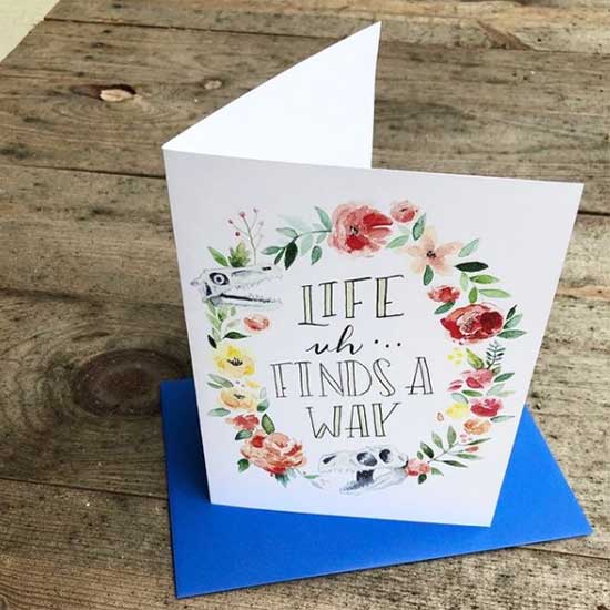 Custom 5x7 folded card with blue envelope