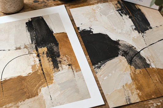 Abstract art prints with full bleed and with borders