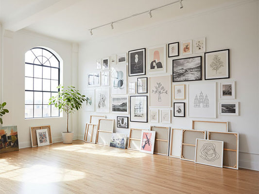 Art studio with many different sizes of artwork