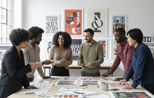 Artists reviewing prints