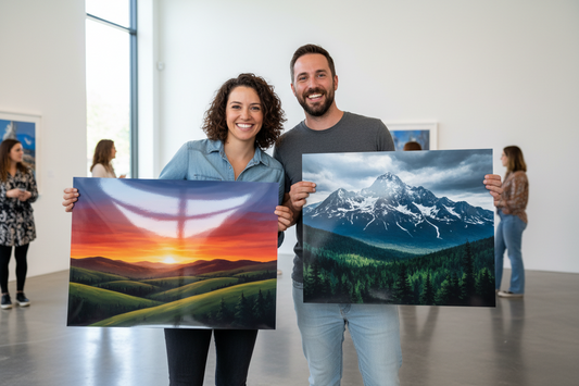 Artists showing prints of landscape photography