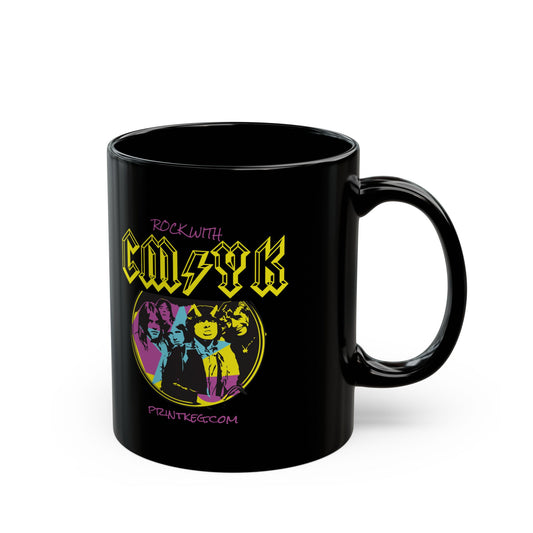 "Rock with CMYK" Black Mug