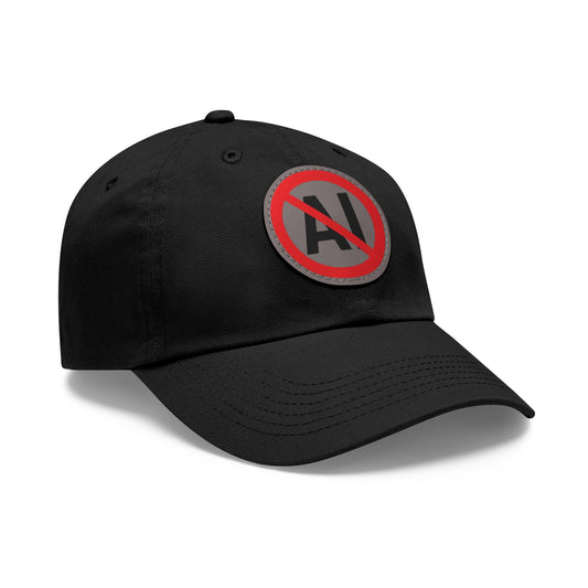 No AI Dad Hat with Leather Patch (Round)