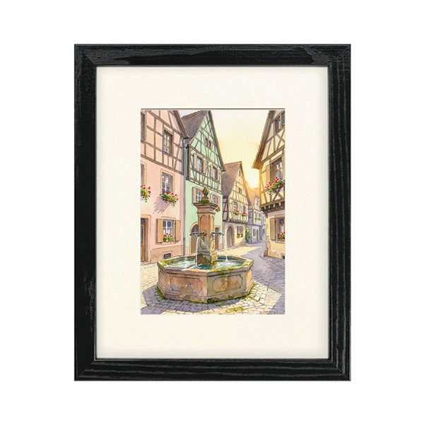 Black frame with mat and print