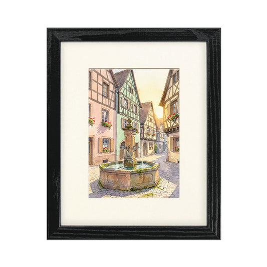 Black frame with mat and print
