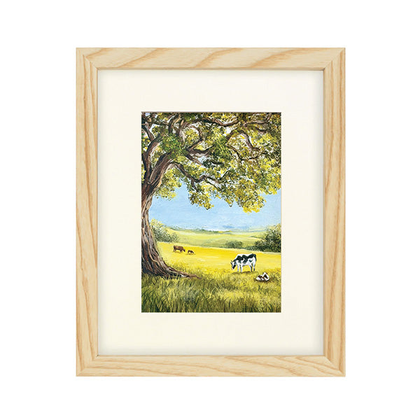 Natural framed print with art and mat