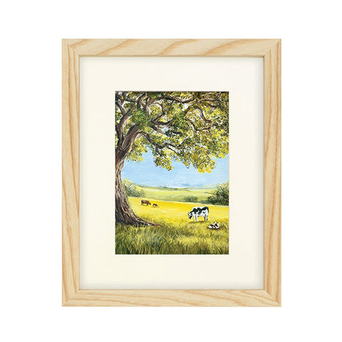 Natural framed print with art and mat