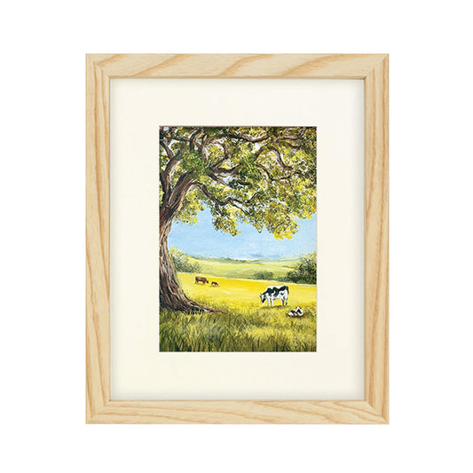 Natural framed print with art and mat