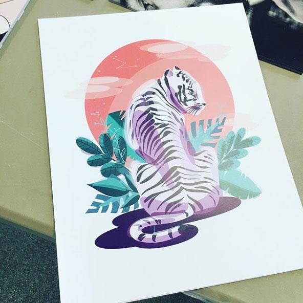 Art print of tiger on matte card