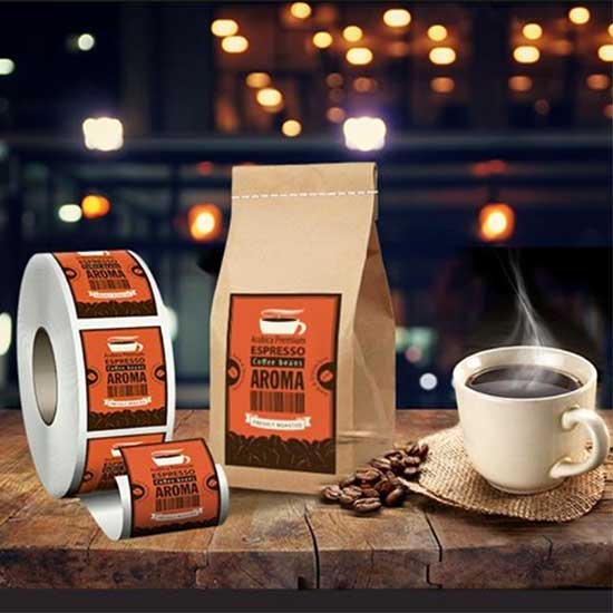 Custom label or sticker rolls for coffee maker