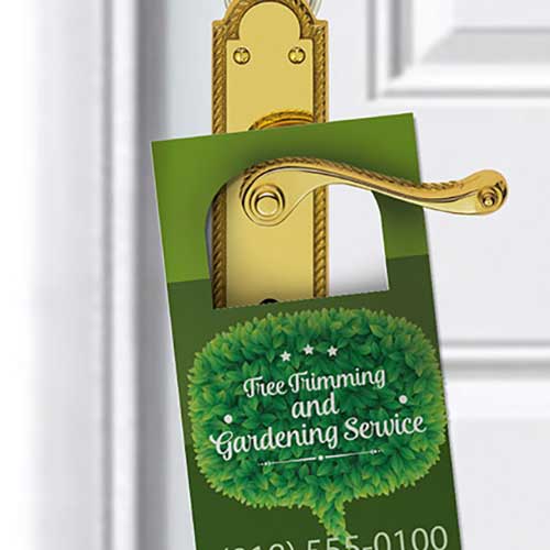 Door Hangers Printed in Full Color on 16pt Card Stock, with UV