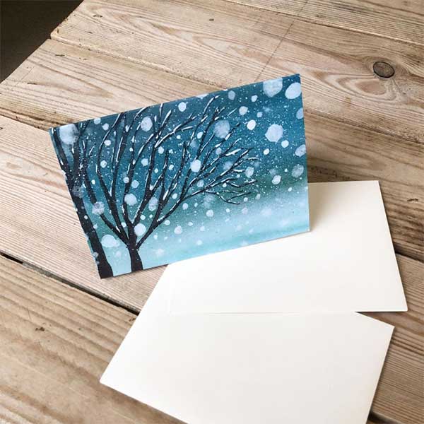 folded cards with natural envelopes