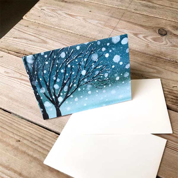 5 Holiday Watercolor Cards With Envelopes 