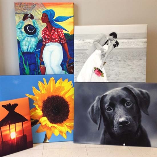 A group of canvas prints in different sizes